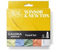 Winsor & Newton 2190616 Galería Acrílico "Set Colores Pastel" - Pintura acrílica cubriente, brillante, resistente a la luz, versátil, ideal para lienzo y papel, 5x60ml