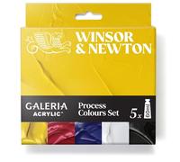 Winsor & Newton 2190618 Galería Acrílico "Set Quadricromía" - Pintura acrílica cubriente, brillante, resistente a la luz, versátil, ideal para lienzo y papel, 5x60ml