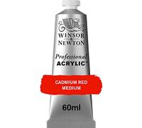 Winsor & Newton acrílico profesional Artist's - tubo de pintura acrílica de 60ml, color rojo de cadmio medio