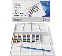 Winsor & Newton – Caja de acuarela Cotman Pintor Plus – 24 medio godets, colores surtidos