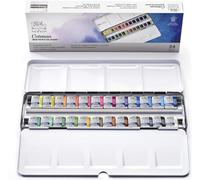 Winsor & Newton 390645 pintura a base de agua Negro, Azul, Verde, Gris, Naranja, Rojo, Blanco, Amarillo Paleta 24 pieza(s)