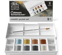 Winsor & Newton Acuarela Cotman Metallics - Set de 8 medio godets con colores metálicos