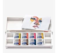 Winsor & Newton Acuarela Cotman - Set temático de bolsillo - Retrato, 8 medio godets + 1 pincel de viaje, colores surtidos