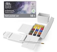 Winsor & Newton Acuarela profesional, Set de campo tamaño bolsillo, 12 medio godets de acuarela profesional, colores surtidos, para acuarelistas y pintura en acuarela