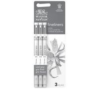 Winsor & Newton Fineliner Rotulador calibrado, Puntas surtidas, Grís frío, Set de 3