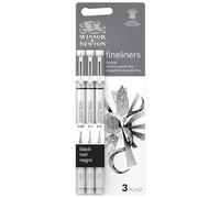 Winsor & Newton Fineliner - Set de 3 Rotuladores Calibrados Fineliner, Color Negro, Puntas 0.05, 0.1, 0.3