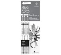 Winsor & Newton Fineliner - Set de 3 Rotuladores Calibrados Fineliner, Color Negro, Puntas 0.5, 0.8, 1.0