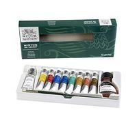 Winsor & Newton Winton - Set Studio de pinturas al óleo , 8 tubos de 21 ml colores surtidos + 1 blanco 37ml + 1 liquin 75ml + 2 pinceles Winton