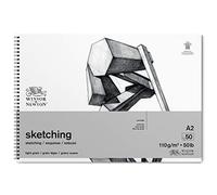 Winsor & Newton Papel - Bloc de papel de esbozo en espiral, extra blanco 110g A2 50 hojas