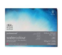 Winsor & Newton - Papel de acuarela profesional, grano satinado, 300 g, 100% algodón, 20 hojas