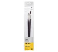 Winsor & Newton Pinceles Galeria - set de 3 pinceles mango largo (redondo nº2, plano nº 8, lengua de gato nº4) - pinceles para acrílico