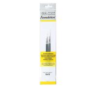 Winsor & Newton Pinceles para acrílico Foundation, set de 3 Unidades, sintéticos, pinceles redondos nº 1, 3 y 5