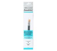Winsor & Newton Pinceles para acuarela Foundation, set de 3 Unidades, sintéticos, pinceles redondo nº 3, planos nº 1 y 2