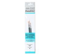 Winsor & Newton Pinceles para acuarela Foundation, set de 3 Unidades, sintéticos, pinceles redondos nº 3 y nº5 y plano nº1