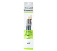 Winsor & Newton Pinceles para óleo Foundation, set de 3 Unidades, pinceles planos nº 4, 10 y 14