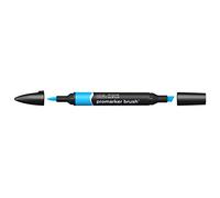 Winsor & Newton Promarker Brush - Rotulador Doble Punta, Punta Pincel, Tinta Base Alcohol, Color Cyan (c847)