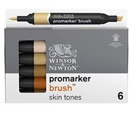 Winsor & Newton Rotuladores Promarker Brush - Set de 6, doble punta pincel, tinta alcohol, tonos carne
