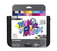 Winsor & Newton Promarker & Fineliner - Set de rotuladores de Caligrafía Moderna, Estuche de 26