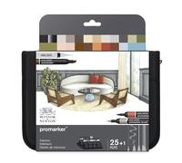 Winsor & Newton Promarker & Fineliner - Set de rotuladores de Diseño de Interiores, Estuche de 26