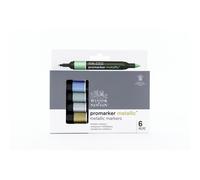 Winsor & Newton - Set de Rotuladores ProMarker Metallic, 6 Unidades, Colores Surtidos