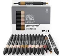 Winsor & Newton Promarker - Set 12 + 1 tonos piel, 12 rotuladores de base alcohol tonos piel + 1 blender (mezclador)