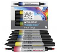 Winsor & Newton Rotulador de Acuarela Promarker Watercolor – Tonos básicos – Set de 6