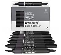 Winsor Newton ProMarker Marcador Punta Doble Negro Y Blender 6 Piezas Set