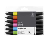 Winsor & Newton - Set de Rotuladores ProMarker, 6 Unidades, Tonos Vibrantes (el paquete puede variar)