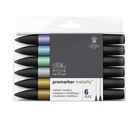 Winsor & Newton - Set de Rotuladores ProMarker Metallic, 6 Unidades, Colores Surtidos