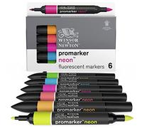 Winsor & Newton - Set de Rotuladores ProMarker Neon, 6 Unidades, Colores Surtidos