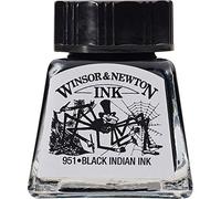Winsor & Newton Tinta para Dibujo Drawing Ink - frasco de 14ml, tinta china negra, indian ink, resistente al agua y la luz