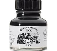 Winsor & Newton Tinta para Dibujo Drawing Ink - frasco de 30ml, tinta china negra, indian ink, resistente al agua y la luz