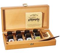 Winsor & Newton Tinta para dibujo - Set para caligrafía, cofre de madera, 8 tintas 14 ml, 5 plumas