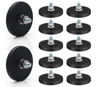 Winspeed - Imán recubierto de goma de 30 libras, paquete de 12 imanes de neodimio antiarañazos con base de imanes de montaje con revestimiento de goma con pernos roscados M6 para barra de luz, espejo,