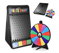 WinSpin Kit de tablero de premios, rueda de premio de 20 pulgadas y tablero de caída de 41 x 25 pulgadas, disco plegable, rueda giratoria, juego de la fortuna, águila para pub, fiesta, feria comercial