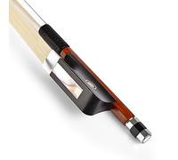WinsterBow Arco de violín de ébano de madera de Brasilwood para violonchelo, tamaño completo, rana de ébano con crin de caballo natural (arco de viola 1/2)