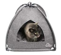 Winsterch Cueva de Cama para Gatos de Interior Ourdoor, Tienda de campaña para Gatos, Perros pequeños, casa de Cama de Gatito con cojín extraíble Lavable (18.5 x 18.5 x 15.8 Pulgadas, Gris)