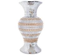 Winsterch Moderno jarrón de cerámica con incrustaciones de lentejuelas y diamantes de imitación, jarrón de flores plateado brillante para decoración del hogar, jarrón para centro de mesa, cocina, sala
