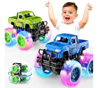Winstico Paquete de 2 coches de juguete iluminados Monster Truck - Juguetes para niños de 2 a 3 años - Carros de camión para niños pequeños, juguetes de 2, 3, 4, 5 años, regalos de cumpleaños para