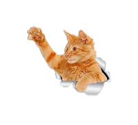 Winston & Bear Calcomanías de pared con diseño de gato naranja jugando - Pegatina para inodoro de gato jengibre - 3D para ventana de coche y parachoques - Empaquetado al por menor