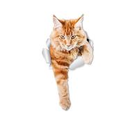 Winston & Bear Paquete de 2 calcomanías de pared de gatos trepadores de jengibre - Adhesivo 3D para ventana de coche y parachoques - Adhesivo de inodoro de gato naranja - Regalo para amantes de los