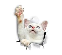 Winston & Bear Pegatinas de Gato 3D - Paquete con 2 - Vinilos al Por Menor de Gato Para la Pare - Coche - Auto (Blanco Llegando Gato)