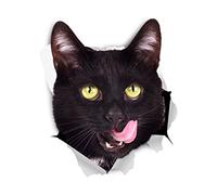 Winston & Bear Stickers de gato 3D gato negro hambriento - Pack 2 - adhesivo para la pared, nevera