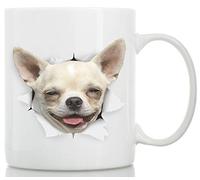 Winston & Bear Taza de Perro Chihuahua Feliz - Taza Chihuahua Feliz de Cerámica para Café - Divertida y Bonita Taza de Café para Amantes de los Perros