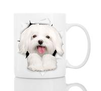 Winston & Bear Taza de Perro Maltese Divertido - Taza Maltese de Cerámica para Café - Divertida y Bonita Taza de Café para Amantes de los Perros