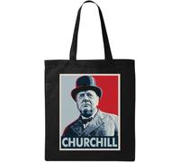 Winston Churchill - Bolsa de algodón ecológico natural con logotipo de arte pop, color negro, Black, Talla única