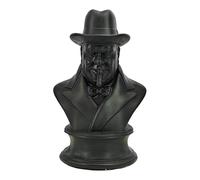 Winston Churchill - Estatua de busto del primer ministro británico, escultura de cigarro, yeso duro, color negro, hecha a mano en Grecia, decoración histórica, 18 cm