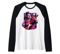 Winston Churchill Hombre Lobo Tocando Guitarra Luna Llena Británico Camiseta Manga Raglan
