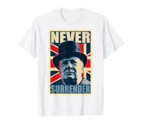 Winston Churchill Nunca se rinda Camiseta gráfica económica, Hombre, Blanco, XL