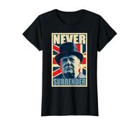 Winston Churchill Nunca se rinda Camiseta gráfica económica, Mujer, Negro, L